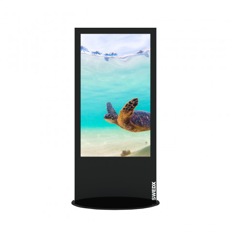 Lamina Stele mit 58 Zoll Bildschirmdiagonale und Touchscreen in schwarz vorne
